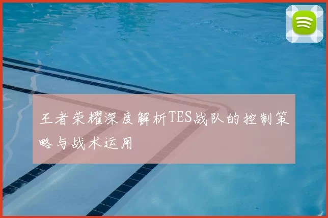 王者荣耀深度解析TES战队的控制策略与战术运用